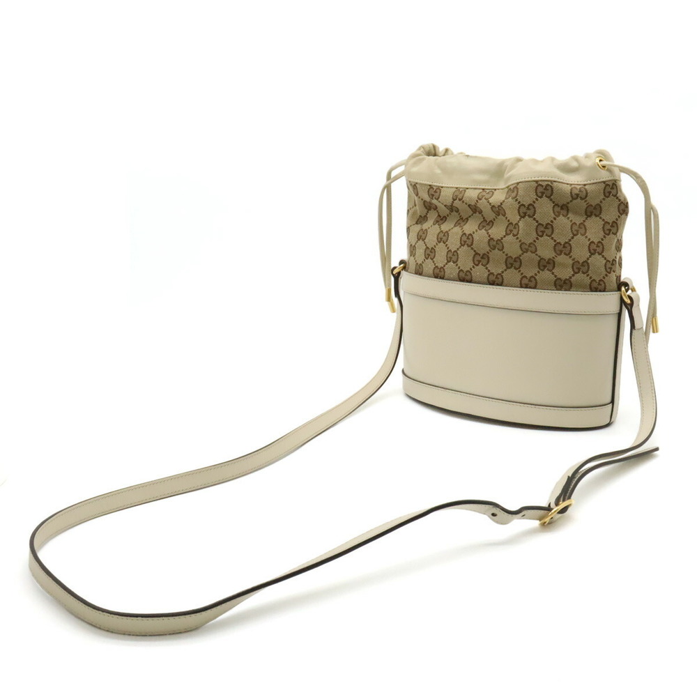 Gucci Bucket Horsebit GG Ivory Bag Leather - Picture 1 of 9